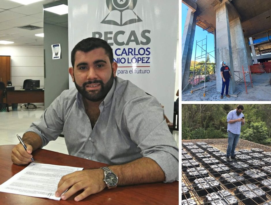El becario Martín Pistilli, durante la firma de contrato
